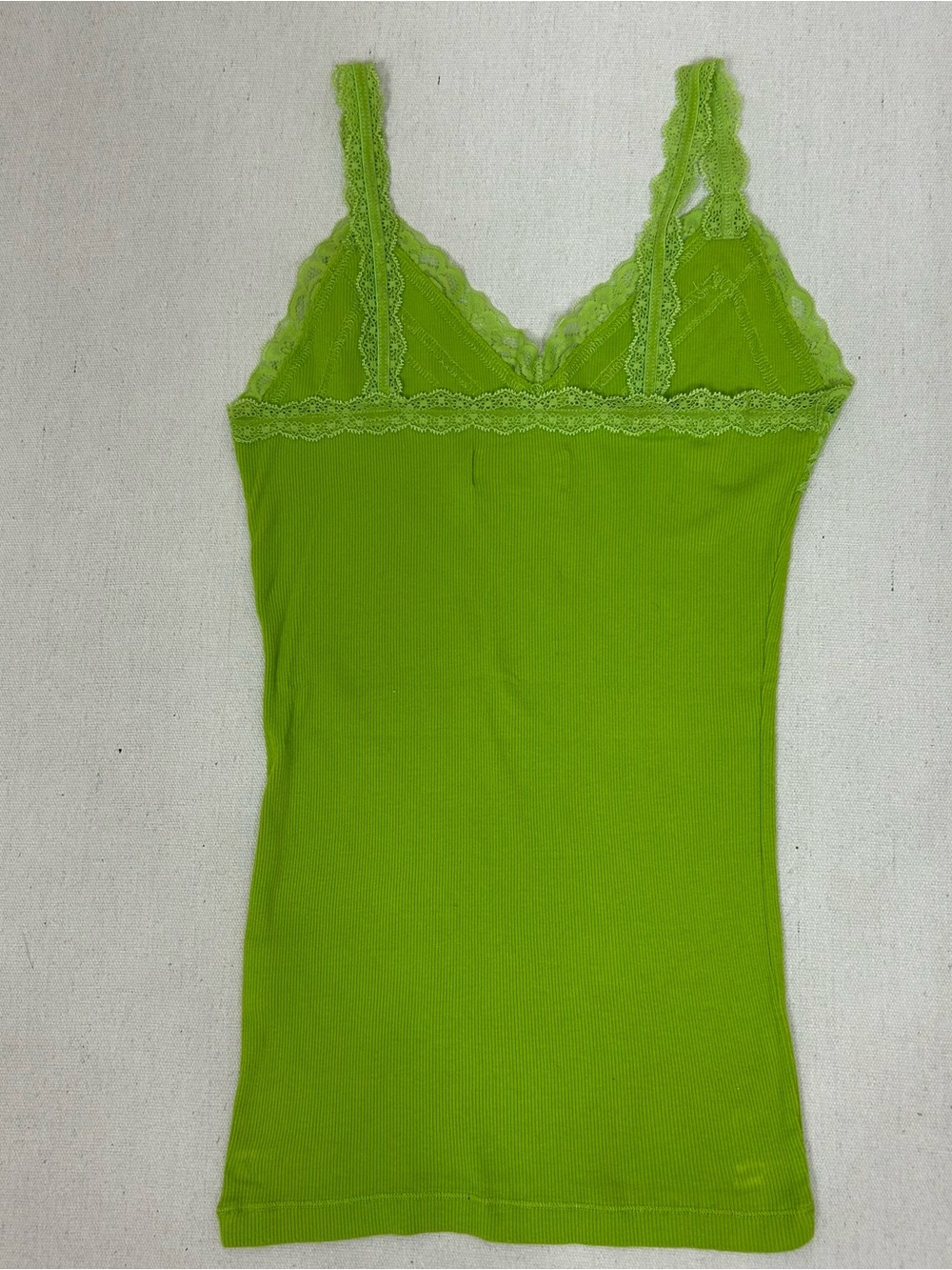 Hollister Vintage Y2K Lime Green Lace-Trim Ribbed Cami Size S - Picture 2 of 9